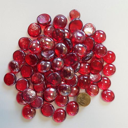 Rouge billes plates rouge translucide nacré 17-20 par 200 grammes