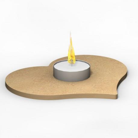 Centre de table photophore coeur 14 cm avec 1 emplacement bougie support bois pour mosaïque