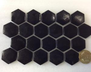 Noir hexagone mosaïque émaux brillant petite plaque 32 cm papier