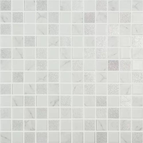Blanc marbre et nacré gaufré Antartica Frost mosaïque émaux mat par plaque 31,7 cm