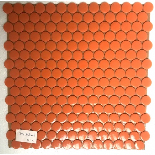 Orange Terracotta rond pastille mosaïque émaux mat satiné par 2 M² soit 75 € le M²