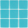 Bleu cyan mosaïque émaux brillant bord droit  carré 2.3 cm par plaquette de 20 carreaux