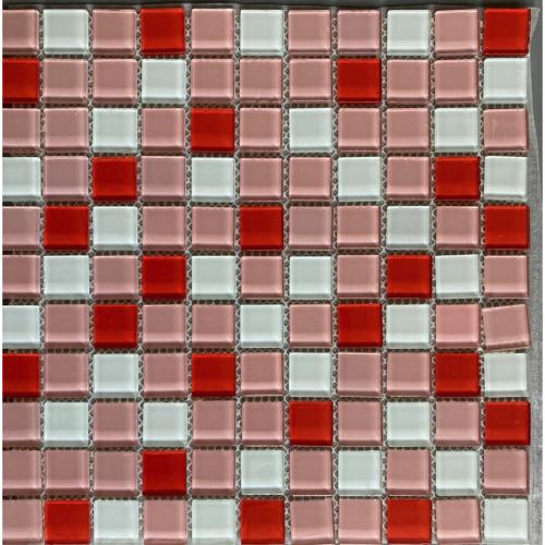 Rouge rose et blanc uni mosaïque 2,5 cm vetrocristal par plaque 30*30 cm