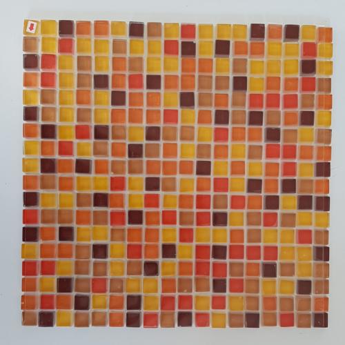 Jaune orange brun mosaïque Etura 15 mm épaisseur  8 mm pâte de verre vétrocristal plaque 30 cm