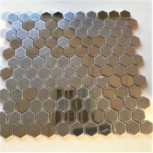 Argent inox mosaïque Hexagone 26 mm plaque 30 cm