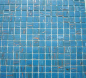 Bleu mosaïque pâte de verre bleu turquoise foncé opaque gemmé par M²