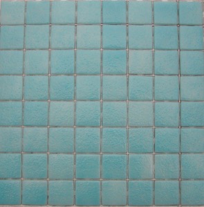 Bleu turquoise moucheté mosaïque émaux brillant bord droit 2.3 cm par plaquette de 20 carreaux