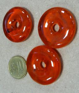 Orange translucide pastille bijou mosaïque en verre artisanale