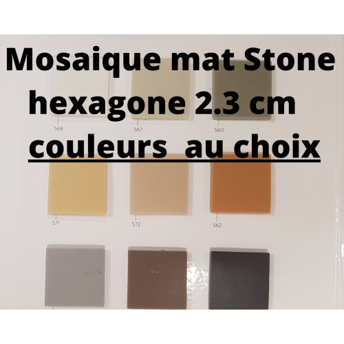  Mosaïque mat STONE hexagone de 23 mm  mosaïque émaux par M²