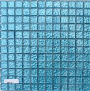 Bleu cyan martelé mosaïque vetrocristal par plaque 29.8 par 7.5 cm
