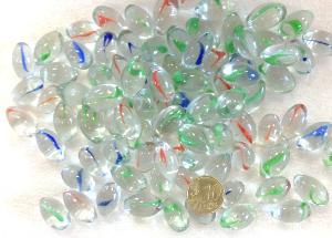 Mix billes de verre ovoïdes couleurs translucides et rubans 20 mm par 200 g