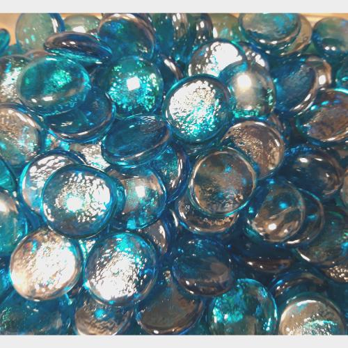 Bleu bille de verre plate bleu turquoise galet de 30 mm par 200 grammes