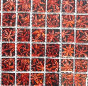 Mosaïque brun rouge badiane anis étoilé vetrocristal 2.5 par 2.5cm par 6 carreaux
