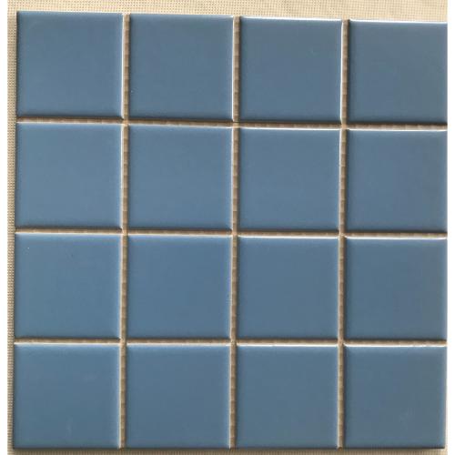 Bleu Atlas satiné carrelage mosaïque carré 5 cm sur plaque de 20 cm 6 mm épaisseur par 1 mètre carré