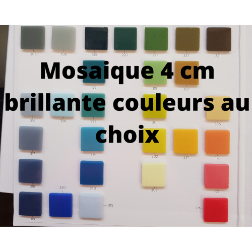 Mosaïque émaux carré de 4 cm brillant couleur au choix par carton de 1.54 M²