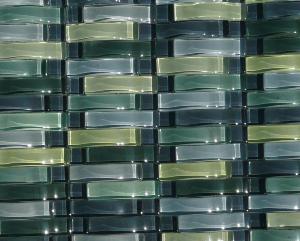 Vert turquoise mix barrette mosaïque ondulé Aqua pâte de verre plaque 30 cm