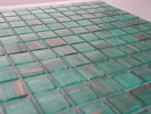 Vert mosaïque pâte de verre vert turquoise Aqua translucide gemmé plaque 32,5 cm