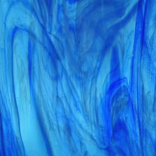 Bleu turquoise  et cobalt marbré semi opalescent verre vitrail plaque de 30 par 20 cm