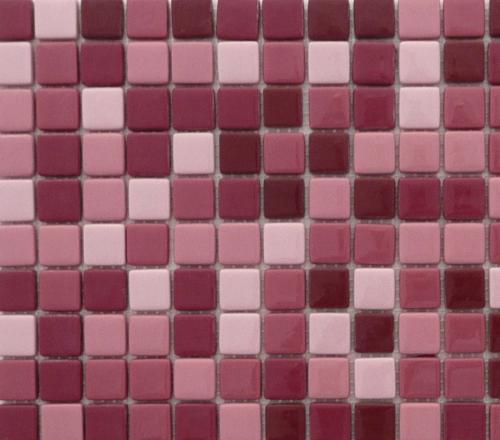 Mosaïque rose parme émaux de verre 2 cm épaisseur 5 mm par 25 carreaux