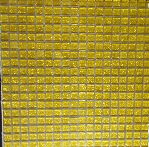 Jaune doré paillette soutenue 1.5 cm 4 mm épaisseur mosaïque vetrocristal par 36 carreaux
