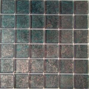 Vert brun mosaïque feuille Bronze 4.8 cm épaisseur 8 mm émaux vetrocristal plaque 30 cm
