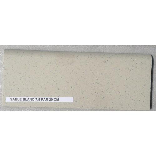 Blanc sable mosaïque carrelage plinthe droite 1 bord rond 7.5 par 20 cm grès ceram par 2 Mètres Linéaire