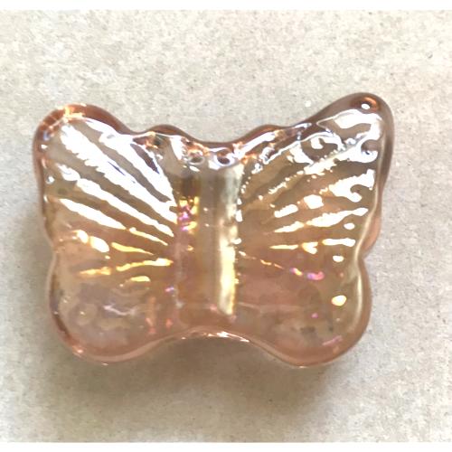 Bille forme papillon rose translucide diamètre 35mm à l'unité en verre 