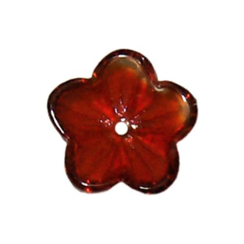 Fleurs perles rouge rubis 14 mm translucide verre par 20 unités