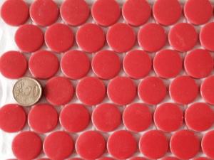 Rouge corail rond pastille mosaïque émaux brillant par plaque 33.2 cm