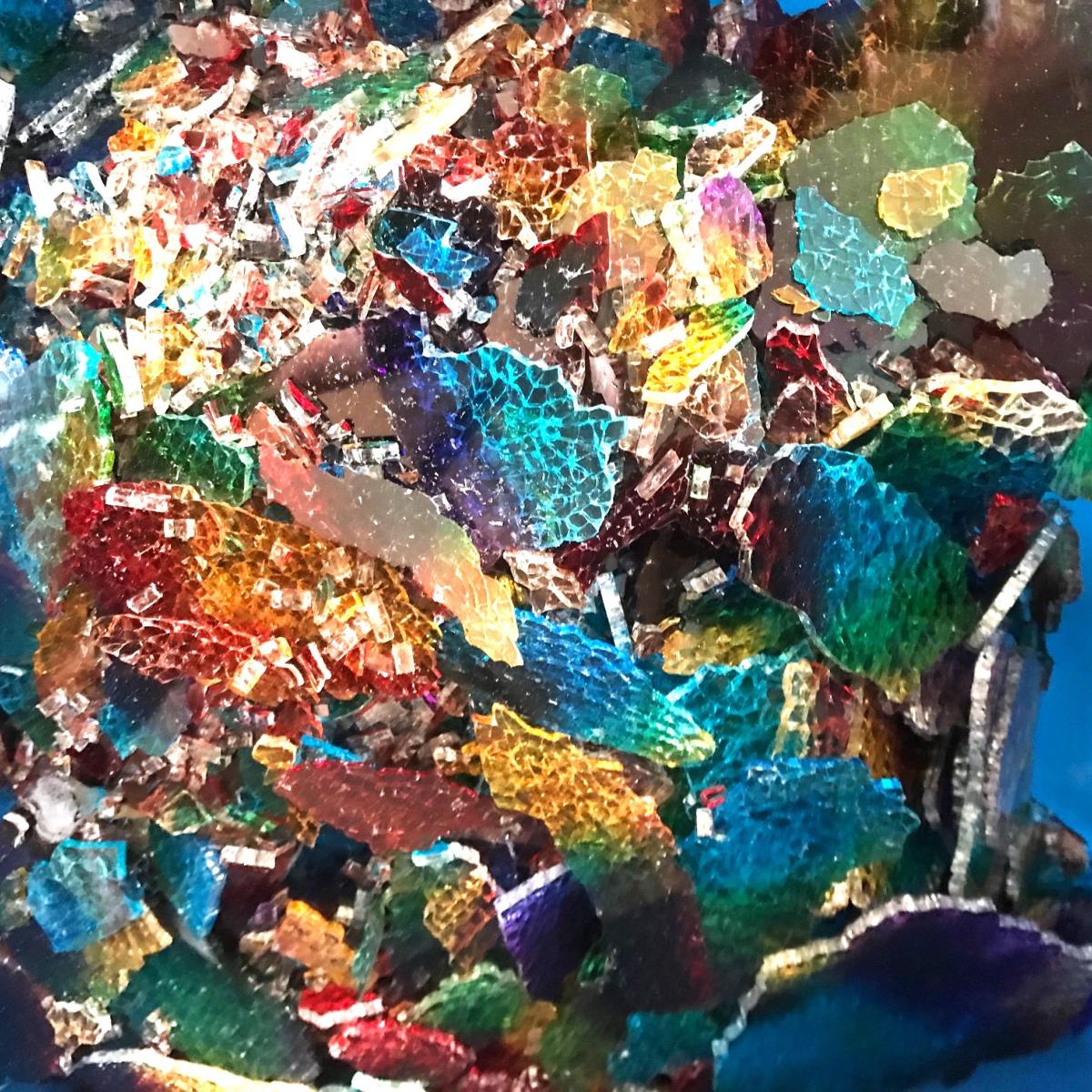 Mosaïque crackle craquelé arc en ciel mix couleurs translucide par 200  grammes
