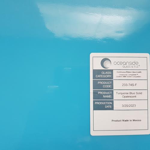 Bleu turquoise plaque de verre opaque uni lisse Oceanside 233-74 fusingS96 plaque de 30 par 20 cm