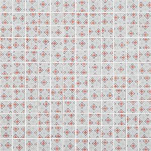 Blanc rouge impression tissu Provençal mosaïque émaux par plaque 31.7 cm
