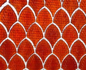 Orange foncé mosaïque palmette en verre nacré vendu par 4