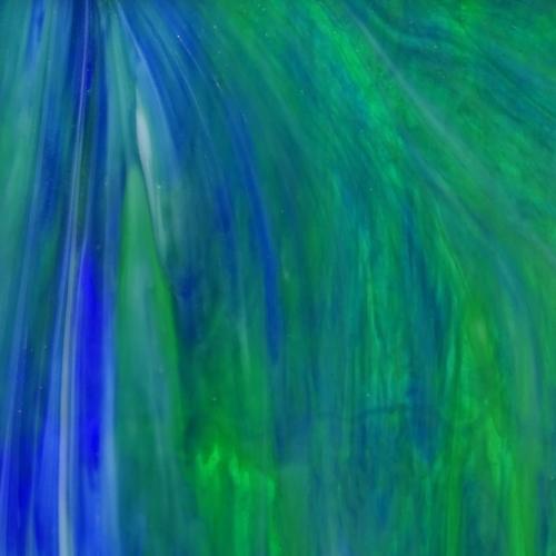 Bleu vert aquatique marbré semi opalescent verre vitrail plaque de 30 par 20 cm