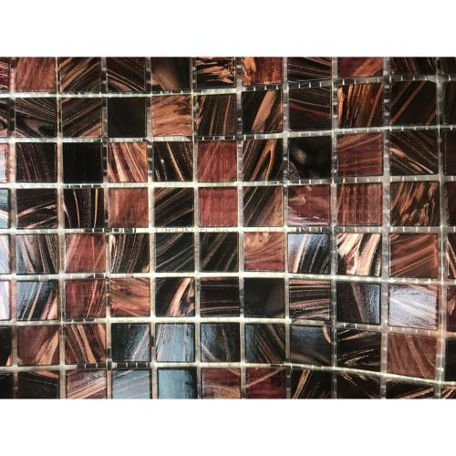 Brun foncé noir et prune bordeaux mosaïque pate de verre gemme de cuivre par 25 carreaux
