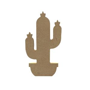 Cactus 3 tiges 15 cm support bois à décorer pour mosaïque