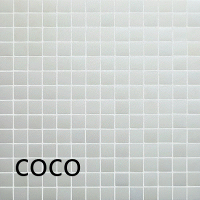 Mix nacré & Mat blanc COCO série Glacée mosaïque émaux brillant 2.4 cm par 2M² soit 94.80 € le M²
