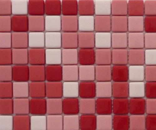 Rouge mosaïque rose et rouge émaux carré 2 cm épaisseur 5 mm par plaque 32 cm