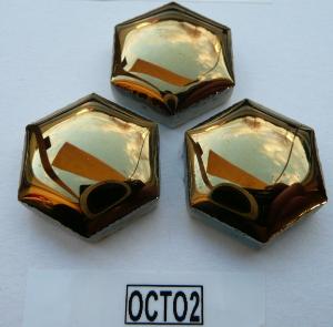 Mosaique doré brillant hexagone bombé 2.1 par 2.1 cm brillant plaque de 29 par 31 cm