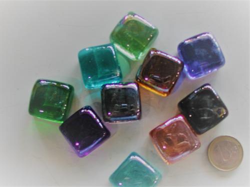Bille forme en cube dit "ice cube" en verre mix couleurs par 8