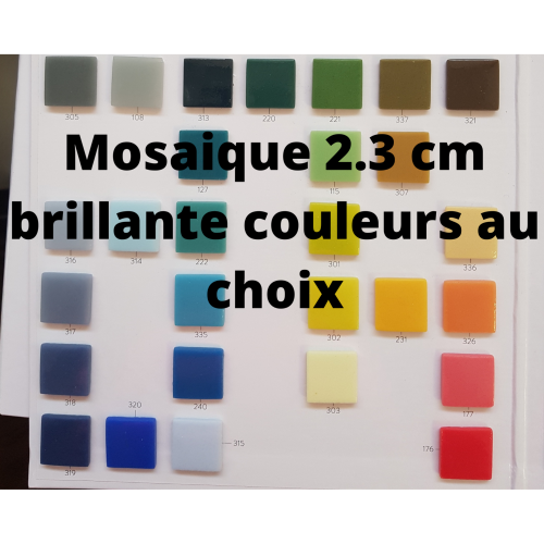  Mosaïque émaux de verre carré de 2.3 cm antidérapant  à la couleur par carton de 2 M² au choix 60€ le M²