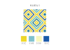 Mosaïque décor Hawaï carré losange jaune et bleu par 1 M²