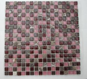 Rose mosaïque mix rose brun marbre pâte de verre vétrocristal Oberon 8 mm épaisseur plaque 30 cm