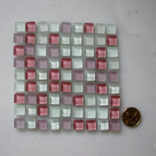 Blanc brillant et mat mix rose mauve micro mosaïque vetrocristal Marieta par 100 g