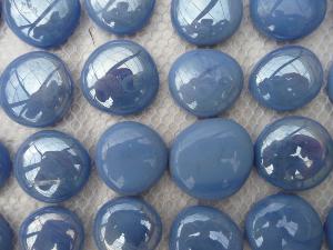 Bleu bille de verre plate bleu lavande opaque galets de 30 mm par 10