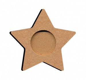 Bougie forme étoile 9 cm avec emplacement bougie support bois pour mosaïque Noël