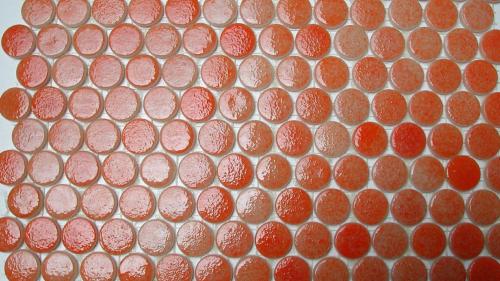 Orange Agrume rond pastille mosaïque émaux brillant par plaque 33 cm