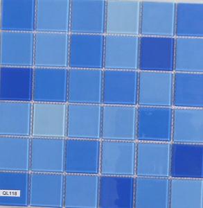 Bleu mix clair et foncé 48 mm mosaïque pâte de verre vétrocristal plaque 30 cm