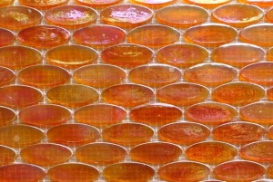 Orange mosaïque galet de verre orange calisson nacré par plaque de 29 par 29 cm