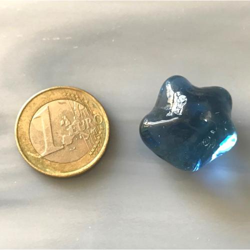 Bille forme étoile de mer bleu saphir translucide diamètre 25 mm à l'unité en verre 